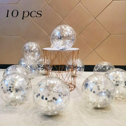 10/20 Star Metallic Confetti Latex Transparent 12inch Balloons For Baby Shower Birthday Party Wedding Decoration