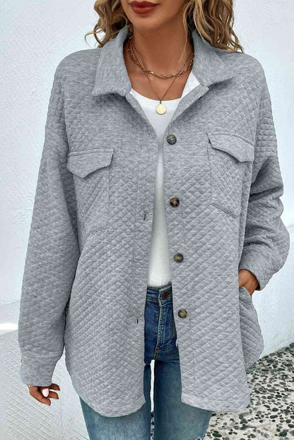 Comfortable Button-Down Collared Jacket Classic Lightweight Classic Design With Pockets