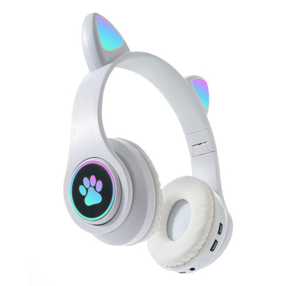 Interesting New Kids Headphones Wireless Bluetooth In Cat Ears Headphones Style With Noise Reduction Live Breathing Lights Glare and LED Lights