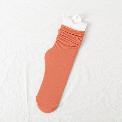 1/2 Pairs Girls Thin Socks Pack Harajuku Cute Long Frilly Socks Casual Soft Nylon High Elastic Solid White Purple Solid Color Stylish Casual Socks For Men And Women
