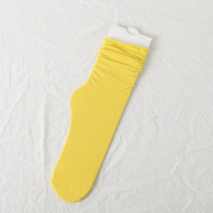 1/2 Pairs Girls Thin Socks Pack Harajuku Cute Long Frilly Socks Casual Soft Nylon High Elastic Solid White Purple Solid Color Stylish Casual Socks For Men And Women