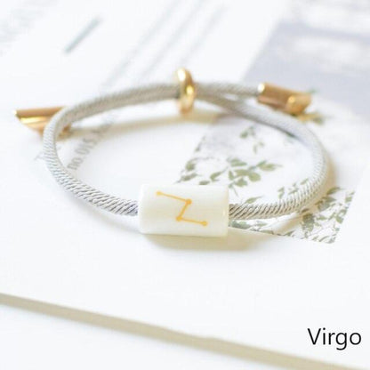 12 Zodiac Bracelet Charm Jewelry Adjustable Braided Rope Couple Bracelets Handmade Navy String Bracelet With Metal Knot Men Women Braided Bracelets Gifts