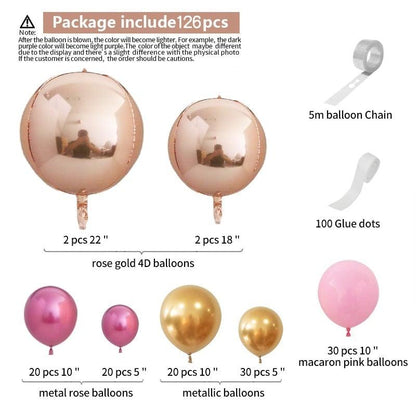 126pcs Gold Rose And Pastel Baby Pink Balloons For Birthday Wedding Christmas Party Baby Shower Bridal Showers Girl Party Birthday Ballon Decoration