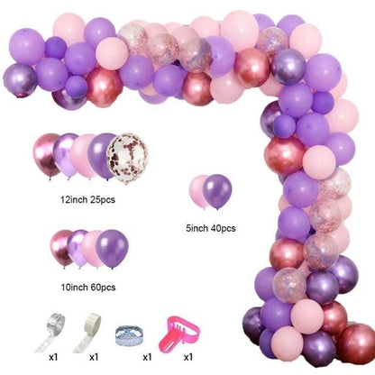 129Pcs Purple And Gold Balloons For Happy Birthday Foil Balloons Banner Circle Dots Garland Birthday Party Decorations Birtdhay Ballons Decoration