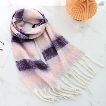 New Luxury Winter Soft Head Wraps Plaid Scarf Shawls Cashmere  Warm Cashmere Scarves Rainbow For Women
