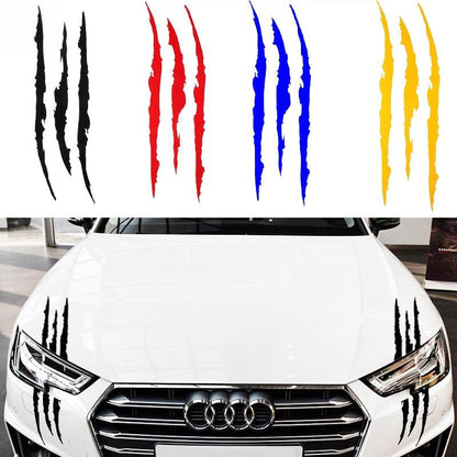 1/2PCS Auto Car Stickers Reflective Monster Claw Marks Scratch Stripe Marks Auto Headlight Decal Dinosaur Raptor Scratches Decor Claw Marks Decal Reflective Sticker Monster Claw Marks Headlight Car Sticker Stripes Scratch Decal Vinyl Sticker