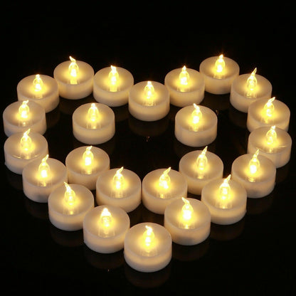 12Pcs New Battery Operated LED Tea Lights Candles  Realistic and Bright Flickering Bulb Battery Operated Flameless LED Tea Light for Seasonal and Festival Celebration Home Decoration Flameless  birthday Decorations Party Supplies