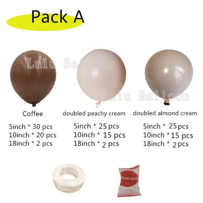 138 pcs Coffee Brown And Skin Balloon Arch Garland Kit For Kids Baby Shower Birthday Party Decoration Girls and Boys Universal Birthday Party Kid Decoration