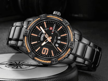 Men's  Luxury Stainless steal Waterproof Watch With Day And Date Display Unique Design Perfect Gift In Modern Metal Men  Wrist Watch Design