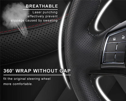 Genuine Leather Car Steering Wheel Cover Soft Anti slip Steering-Wheel Braid Cowhide Braid With Needles Thread Leather Steering Wheel Cover Heavy Duty Pure Cowhide Steering Wheel Cover, Genuine Leather Steering Wheel Cover (Copy)