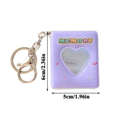 16 Photos Card Holder 1 Inches Card Bag Photo Album Keychain Hollow Love Photo Holder Key Rings Holds Memory Album DIY Memorable Gifts For Loved Ones