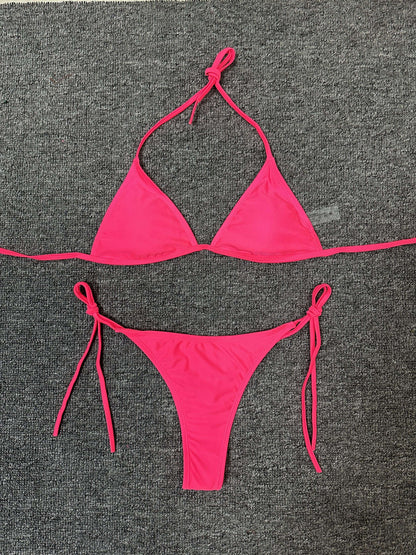 Bikini Leopard Print 2 Piece Swimsuit for Women – High Cut Lace-Up Backless Flattering Bikini Set with Halter Spaghetti Strap – Stretchy Sexy and Stylish Swimwear for Pool Beach and Summer Vacation