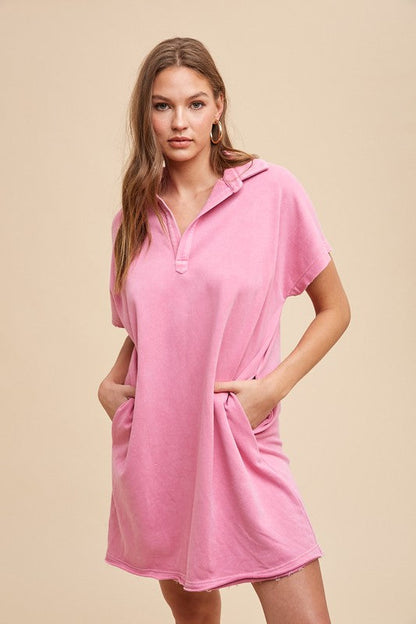 Simple Classic Pink Short Sleeve Dress Comfortable Women Dress Minimalist Casual Design