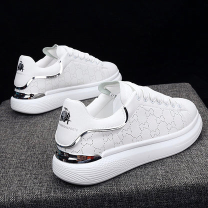 New Fashion White High Quality Women's White Thick Soled Sports Casual Couple Shoes Summer Lace-Up Trainers Gym Tennis Running Breathable High Quality Sneakers