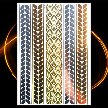 1PC Gold Chain Bracelet Tattoo Sticker Summer Style Fake Jewelry Temporary Tattoo Waterproof Gold Sliver Glitter Body Face Tattoo For Womens