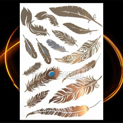 1PC Gold Chain Bracelet Tattoo Sticker Summer Style Fake Jewelry Temporary Tattoo Waterproof Gold Sliver Glitter Body Face Tattoo For Womens