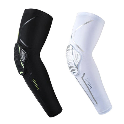 1PC Sport Black Arm Guard Compression Sleeves Sports Fitness Elastic Elbow Protective Pad Outdoor Basketball Football Sleeves For UV Summer Sun Protection Men Athletic Arm Cover