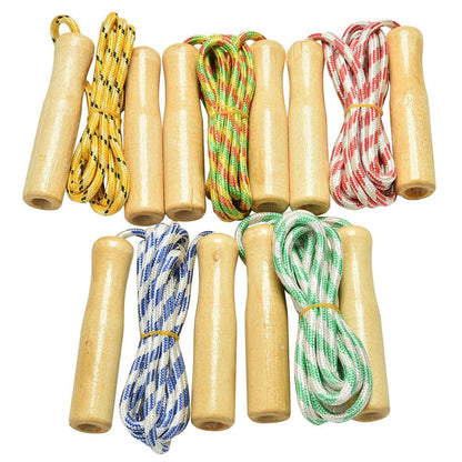 1PC Sports Skipping Rope Practice Speed Jump Random Color Wood Grip Handle Children Kid Fitness Adjustable Wooden Handle Skipping Rope Best For Boys Girls Fitness Training