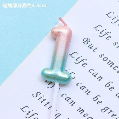 1pcs Starry Sky Candles Birthday Cake Decoration Gradient Party Cake Decor Candles Happy Birthday Number Candles for Cake Topper Decoration for Party