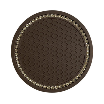1PCS Universal 7cm Car Style Coasters Pad Pink Cup Holder Mat Rhinestone Waterproof Anti Slip Vehicle Bling Car Coasters Pink PVC Travel Auto Cup Holder Insert Coaster Anti Slip Crystal Vehicle Interior Accessories Cup Mats For Women Girl