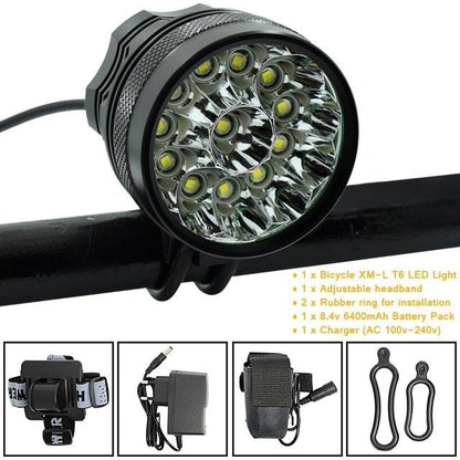 2 IN 1 Bicycle Headlight Bike Light Front Head Lamp Cycling Flashlight Mountain Bicycle Front Light With 6400mAh/8400mAh Rechargeable Battery Pack 3 Modes Bike Front Headlamp