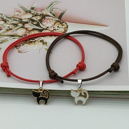 2 pcs Set Couple Trendy Bracelet For Friend Lock Key Design Black Color Rope Couple Bracelets For Women Men Attraction Matching Bracelet Gifts For Boyfriend Girlfriend Best Friend Eternal Love Charms Adjustable Jewelry