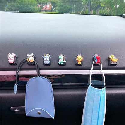 2 Pcs Simple Car Small Hooks Cartoon Decorative Cute Car Dashboard Hook Mini Hanger for Mask Heart Adhesive Hook for Hat Coat Towel Wall Hanging Multi Vehicle Sticky Hooks Durable Holder Automobile Styling Interior Organizer Ornaments Hook
