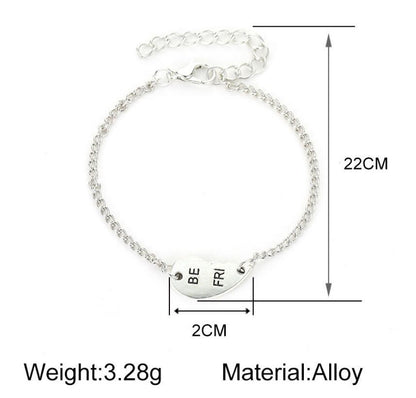 2 Pcs/Set Fashion Best Friends Charm Bracelets For Women Girls Heart Friendship Forever Jewelry Bracelets For Women Cute Jewelry Love Sister Best Friend Charm Bracelet For Girls Best Gifts For Friends