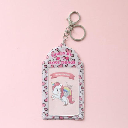 2 Pockets Colorful Photo Card Holder Pockets for Mini Photo Sticker & Name Card 3 Inch 6.35 x 9cm Photos with Key Chain Album Gifts For Valentines Day