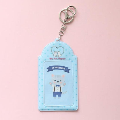 2 Pockets Colorful Photo Card Holder Pockets for Mini Photo Sticker & Name Card 3 Inch 6.35 x 9cm Photos with Key Chain Album Gifts For Valentines Day