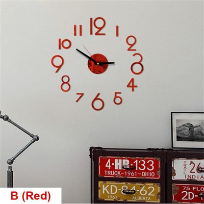 20 Inch Wall Clock Round Style Number Coffee Tea Cup Modern Large Silent Wall Stickers for Hall and Bedroom Home Decorations Arabic Numeral Wall Clocks Acrylic Mirror Stickers/Home Decor Design Acrylic Wall Clock Stickers Home Living Room Decoration