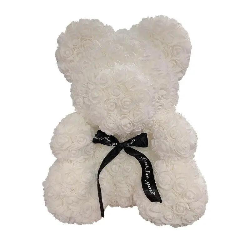 2021 Cute Artificial Flower Rose of Teddy Bear Christmas Decoration for Home Valentines Women Gifts