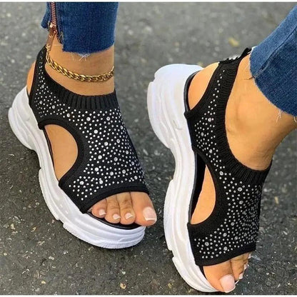 Elegant Women Sandals Comfort Summer Stretch Fabric Durable Material Modern Design For Womens
