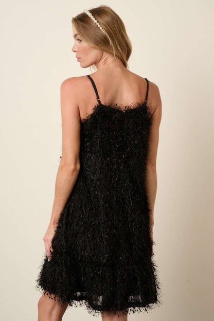 Feather Ruffle Hem Mini Cami Dress For Women – Ruffled Mini Dress, Cami Dress, Feather Detail Dress, Playful Mini Dress, Warm Weather Dress