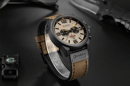 Retro  Waterproof Watch With Chronometers Steel Case And Leather Belts Unique Design Excellent Look Perfect Gift For Your Man