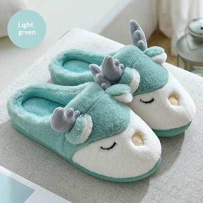 Women Winter Home Slippers Deer Elk Non-slip Soft Warm House Shoes Mens GIrs Indoor Bedroom Couples Floor Footwear Fuzzy House Slippers For Women Durable Furry Bedroom Slipper Lightweight And Non-Slip