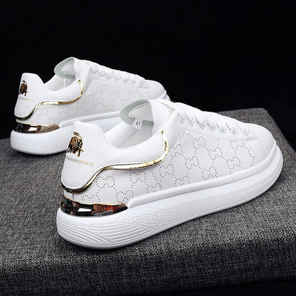 New Fashion White High Quality Women's White Thick Soled Sports Casual Couple Shoes Summer Lace-Up Trainers Gym Tennis Running Breathable High Quality Sneakers