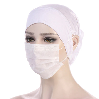 NEW Soft Cotton Hijab Breathable Turban Tie Under Scarf Elegant Ear Hole Stretch Inner Hijabs Lightweight Turban Round Front Under Hijab Caps Female Turban Bonnet