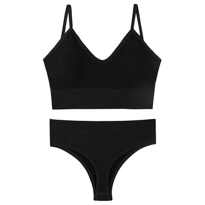 Women Seamless Bra Top Fitness Swimwear Push Up Exercise Bikini For Women 2 Pieces Ribbed Seamless Yoga Bikini Sets Sports Bra And Underwear Set 2 Piece High Waist Summer Bikini