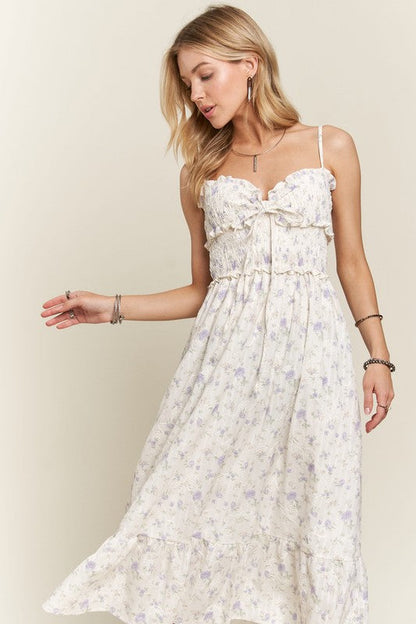Beautiful Smocked Floral Dress Feminine & Flowy Dress Romantic Floral Print Girl Dress