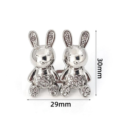 2Pcs Bear Shaped Adjustable Jean Button Waist Buckle Snap Pants Buckle Extender Replacement Jeans Button Safety Pins No Sew Detachable Waist Body Fit Tighten Safety Pins