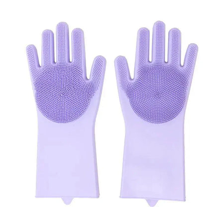 2PCS Cleaning Sponge Gloves Multifunction Silicone Cleaning Magic Gloves Dish Washing Gloves For Kitchen Household Plate Washing  Reusable Cleaning Gloves For Housework