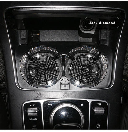 2PCS Diamond Car Coaster Water Cup Slot Non-Slip Mat Silica Gel Pad Bling Car Coasters Silicone Crystal Car Cup Holder Mat Car Gadget Universal Bling Car Cup Mat Holder Insert Crystal Rhinestone Vehicle Cup Coaster Bling Car Accessories for Woman
