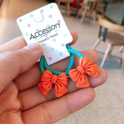 2PCS New Cute Princess Bowknot Headwear Kids Elastic Hair Bands Children Ropes Girls Cartoon Accessories Baby Headdress Gorgeous Hair Accessories For Women