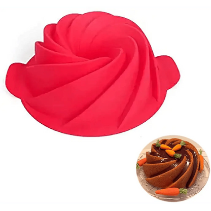 2PCS New Luxury Large Spiral shape silicone Bundt Cake Pan 10- inch, Bread Bakeware Mold baking Tools Cyclone Shape Cake Mould  Baking Tool