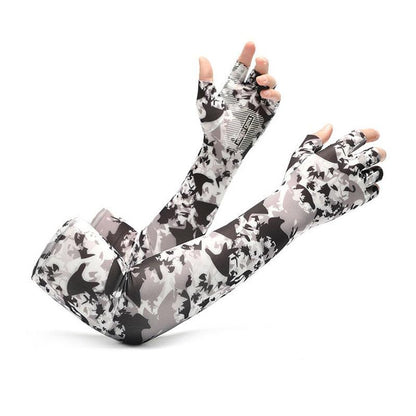2pcs Sport 5-finger Arm Sleeves One Size Compression Long Arm Cover Cycling Running Fishing Climbing Arm Cover Outdoor Sport Sun UV Protection Ice Cool Sleeves Comfortable Men Long Arm Covers