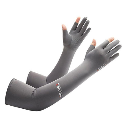 2pcs Sport 5-finger Arm Sleeves One Size Compression Long Arm Cover Cycling Running Fishing Climbing Arm Cover Outdoor Sport Sun UV Protection Ice Cool Sleeves Comfortable Men Long Arm Covers