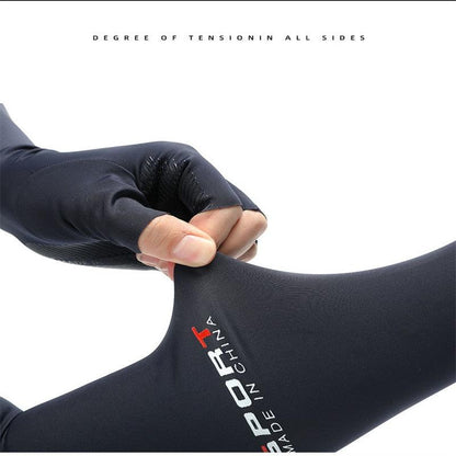 2pcs Sport 5-finger Arm Sleeves One Size Compression Long Arm Cover Cycling Running Fishing Climbing Arm Cover Outdoor Sport Sun UV Protection Ice Cool Sleeves Comfortable Men Long Arm Covers