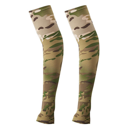 2PCS Tactical Camouflage Sports Arm Sleeve Basketball Cycling Arm Warmer Summer Running Fishing UV Sun Protection Soft Cover For Arm Tattoo Cover Up Cooling Sports Sleeve For Basketball Golf Football