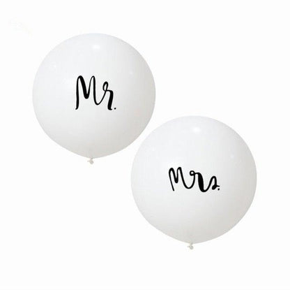 2pcs/lot Good Quality 36inch Round White and black Print Mr&Mrs Latex Balloons For Happy Wedding And  Valentine's Day